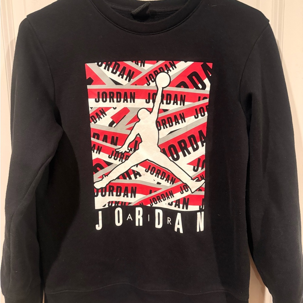 Air Jordan Taped Up Youth Black Crewneck Sweatshirt Boys Large Jumpman
